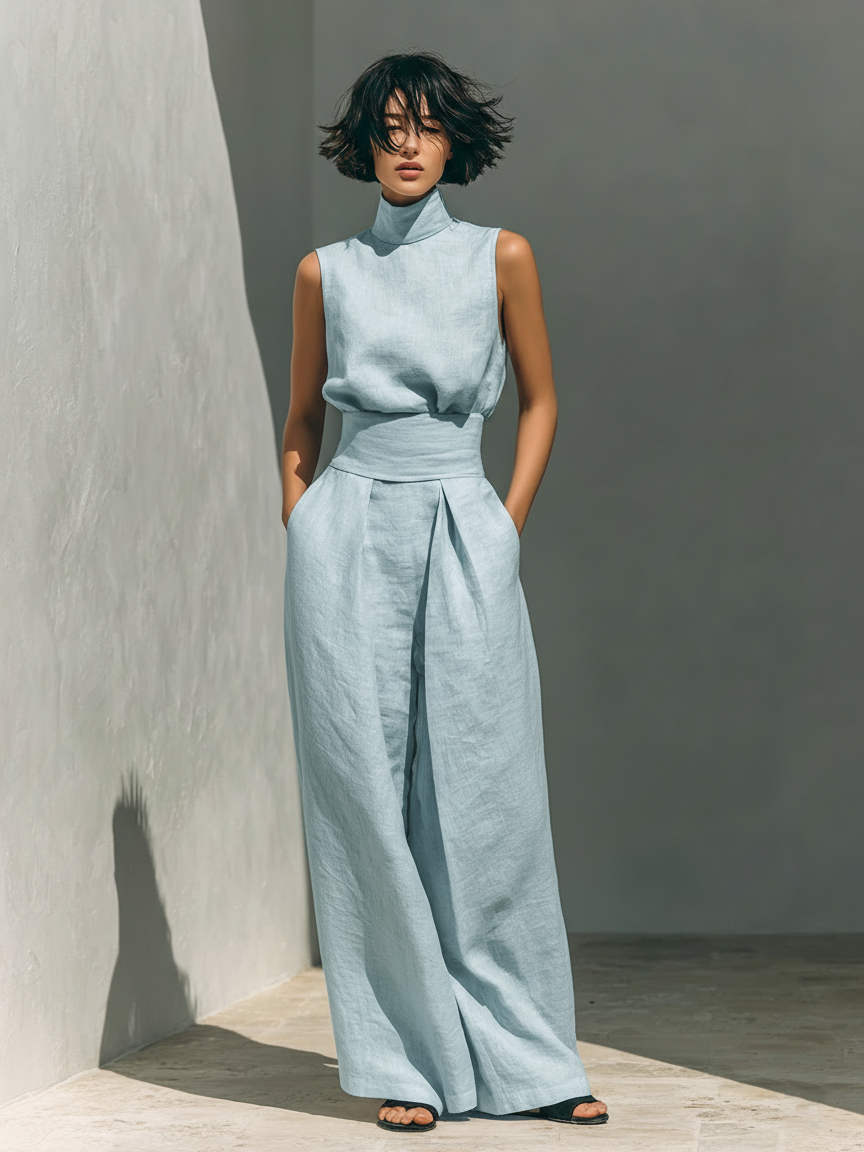 Maria | Sleeveless Top & Wide-Leg Trousers Set