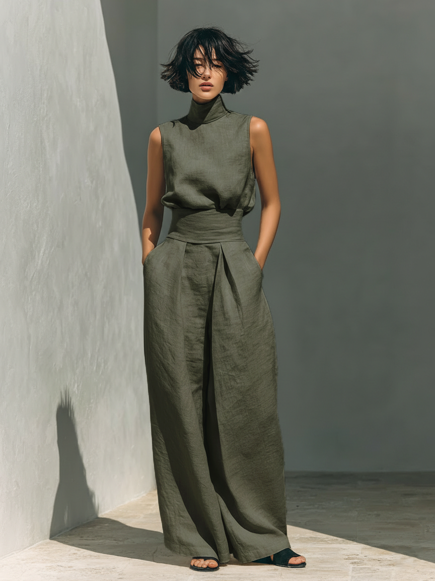 Maria | Sleeveless Top & Wide-Leg Trousers Set