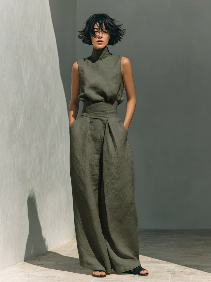 Maria | Sleeveless Top & Wide-Leg Trousers Set
