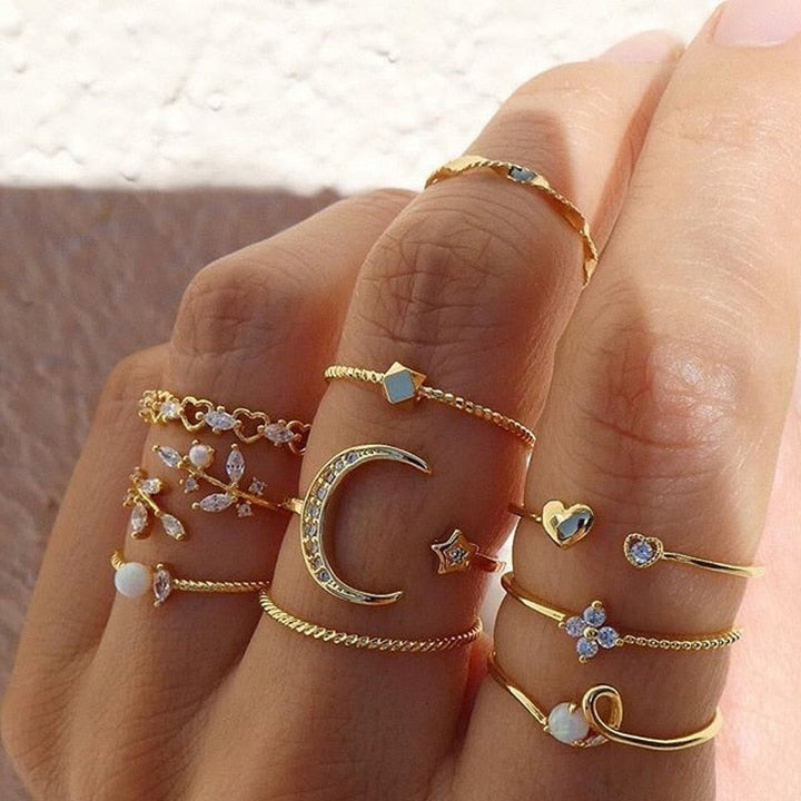 10-Pack Bohemian Silver & Gold Plated Rings