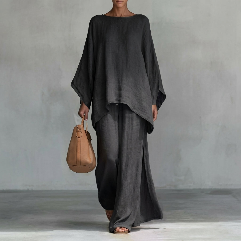 Christine | Two-Piece Long Sleeve Set with Wide Trousers