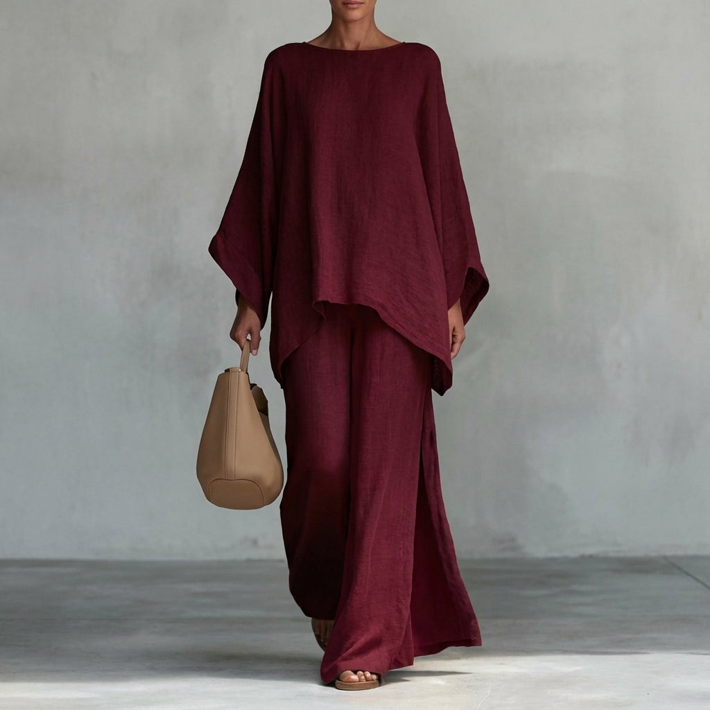Christine | Two-Piece Long Sleeve Set with Wide Trousers