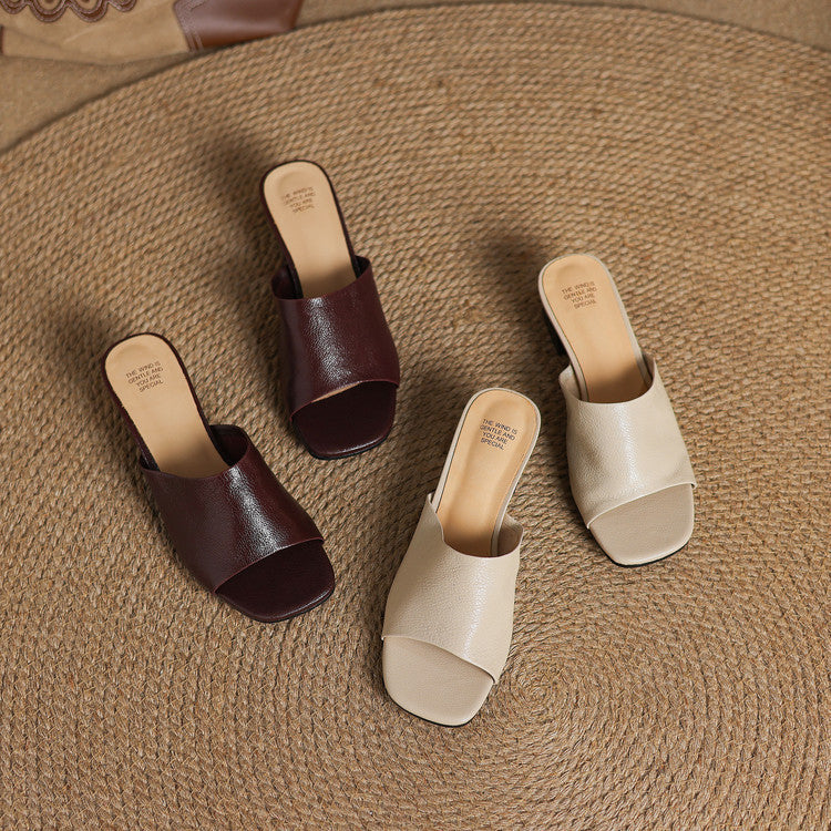 Julia | Open Toe Mules with Heel