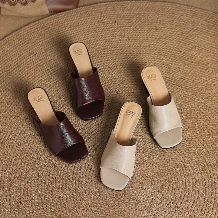 Julia | Open Toe Mules with Heel