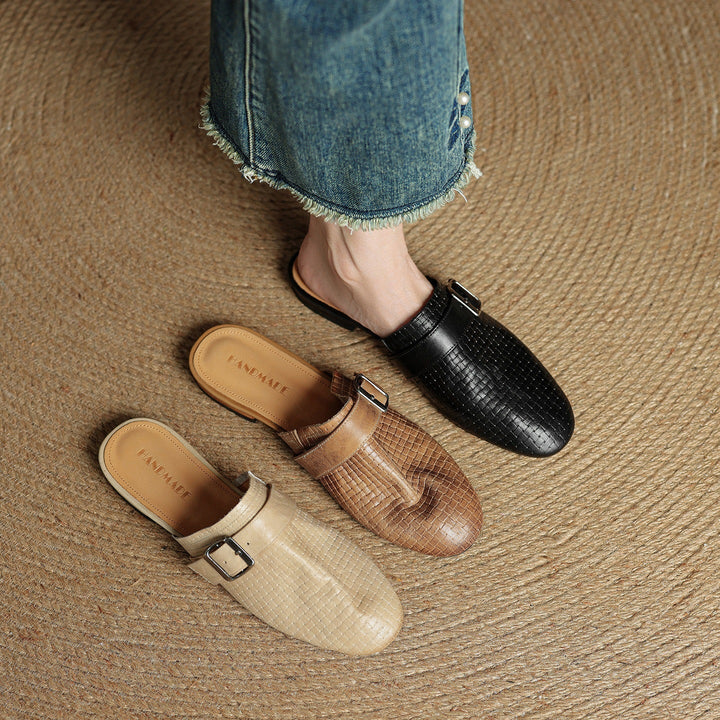Angela | Woven Mules with Buckle
