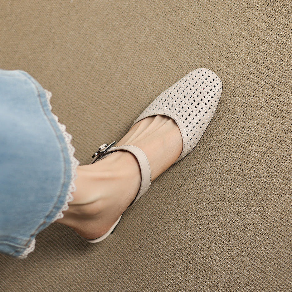 Lou | Perforated Mules with Strap