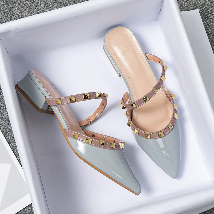 Anita | Pointed Mules with Studs