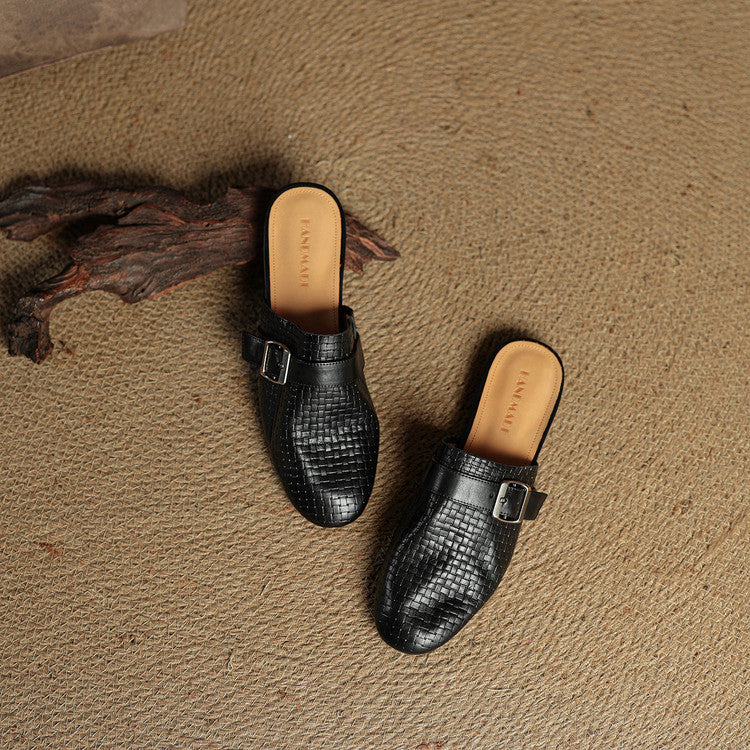 Angela | Woven Mules with Buckle