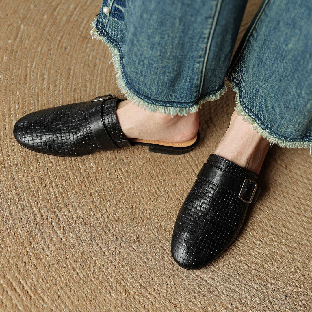 Angela | Woven Mules with Buckle