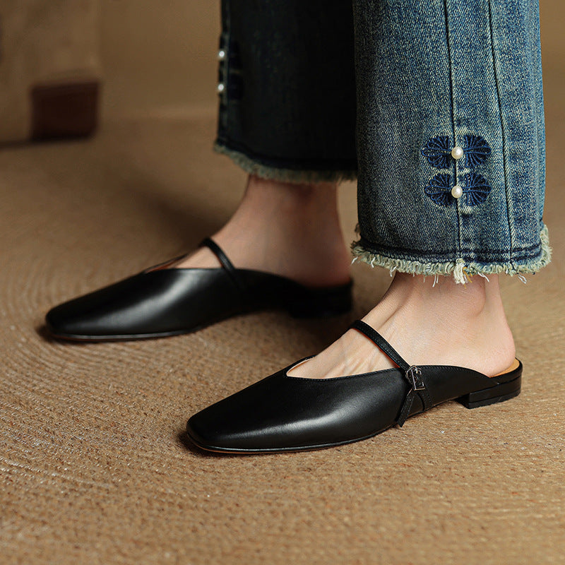 Carol | Mary Jane Mules with Square Toe