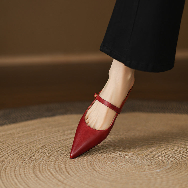Luna | Mary Jane Mules with Pointed Toe
