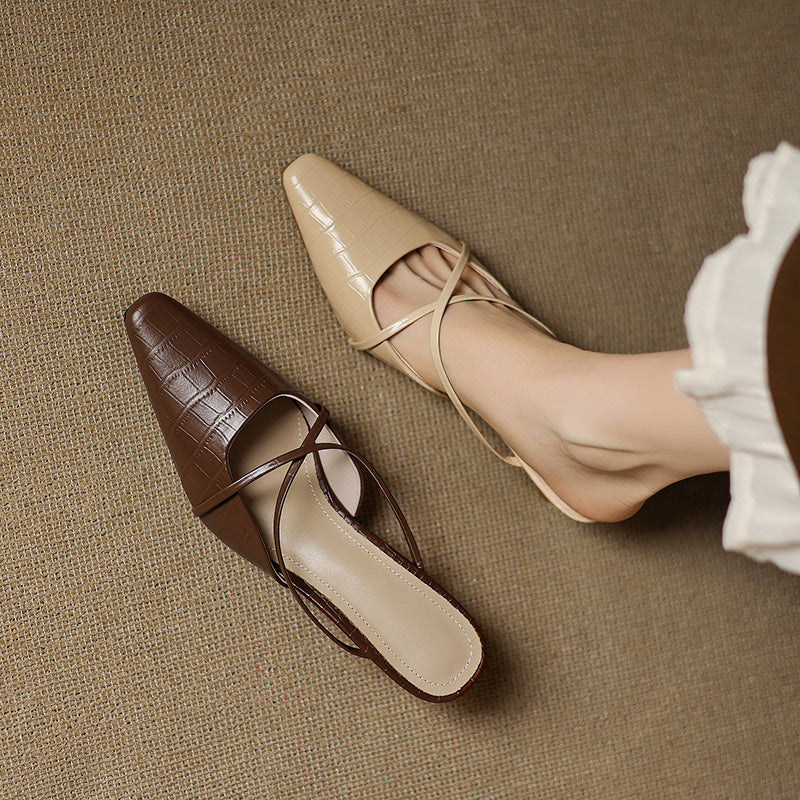 Cris | Pointed Mules with Crossed Straps