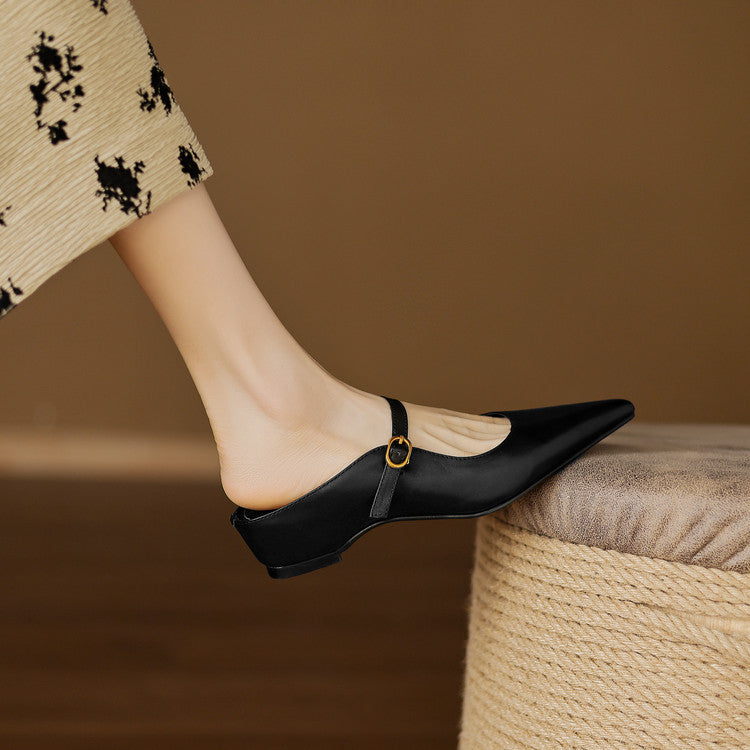 Luna | Mary Jane Mules with Pointed Toe