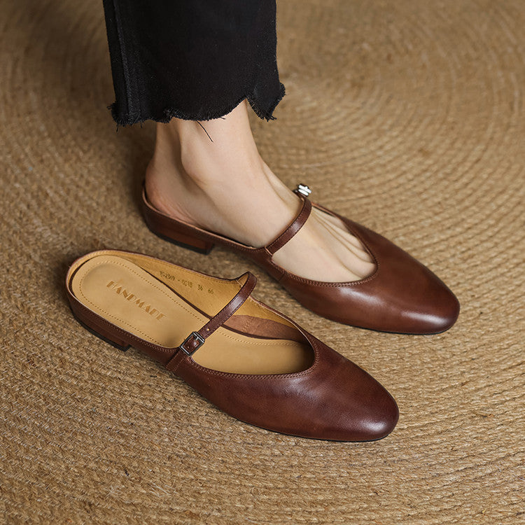 Bianca | Mary Jane Mules with Almond Toe