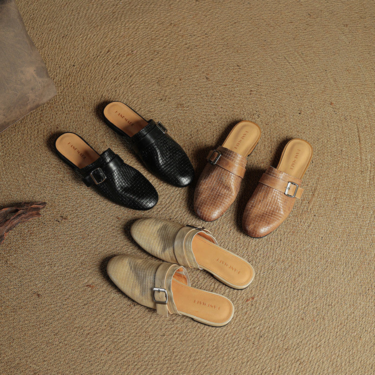 Angela | Woven Mules with Buckle