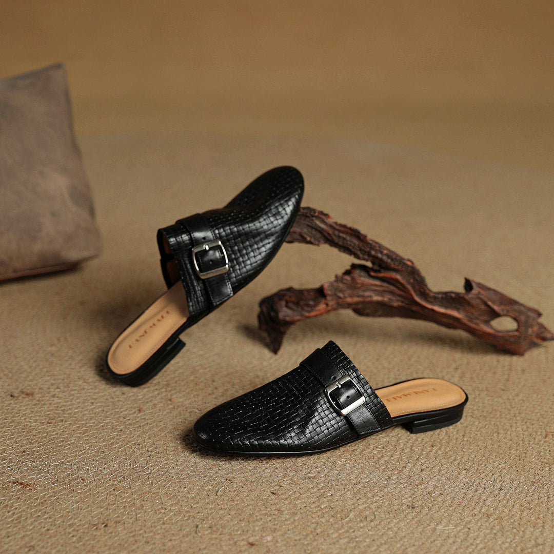 Angela | Woven Mules with Buckle