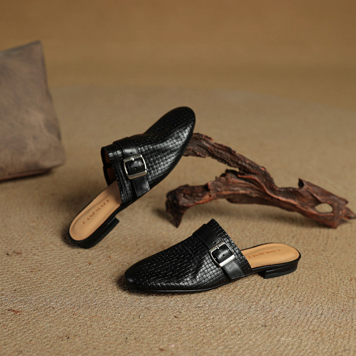 Angela | Woven Mules with Buckle