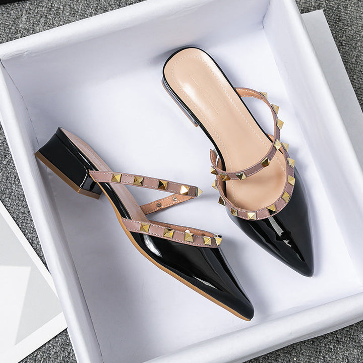 Anita | Pointed Mules with Studs