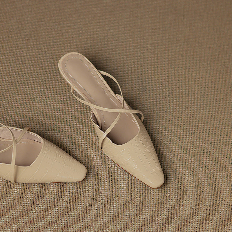 Cris | Pointed Mules with Crossed Straps