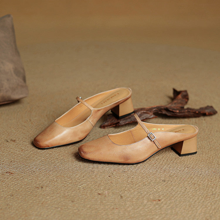 Italy | Square Toe Mary Jane Mules