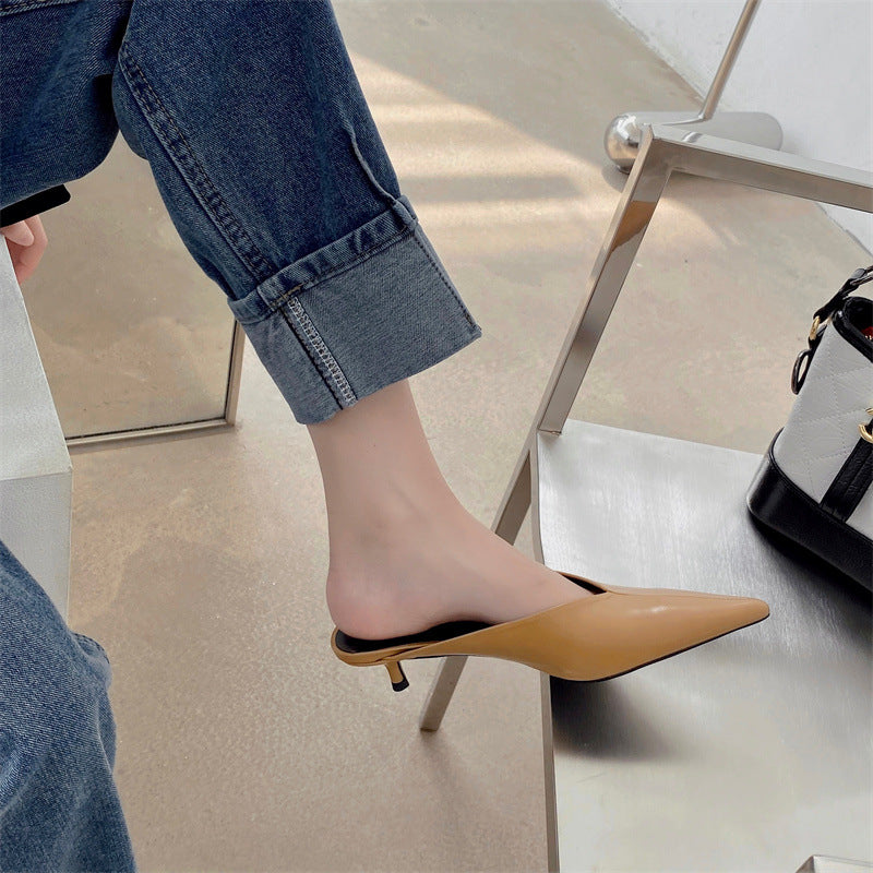 Caterina | Pointed Mules with V-Neck