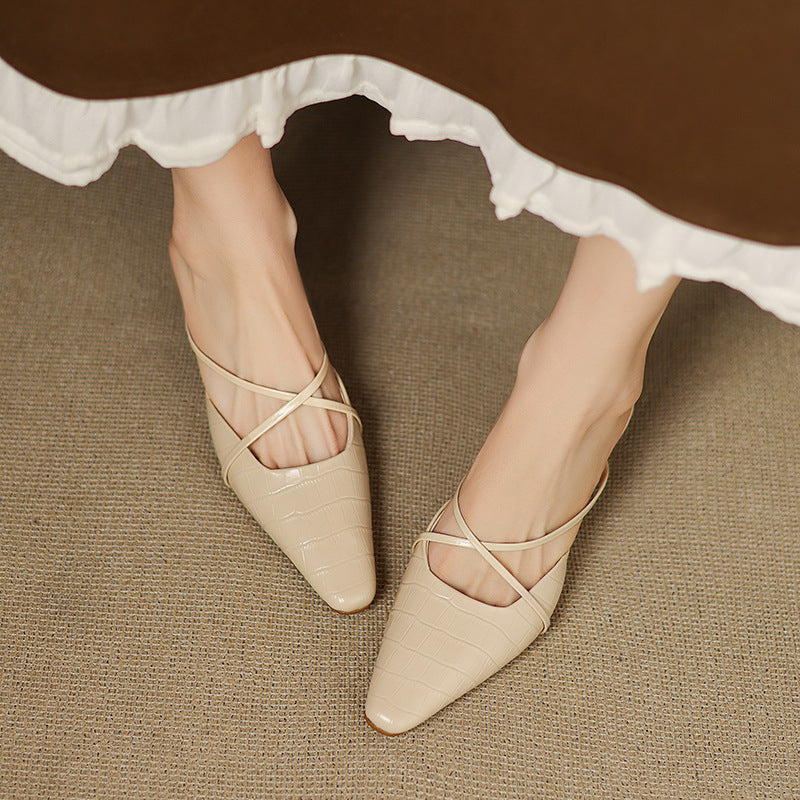 Cris | Pointed Mules with Crossed Straps