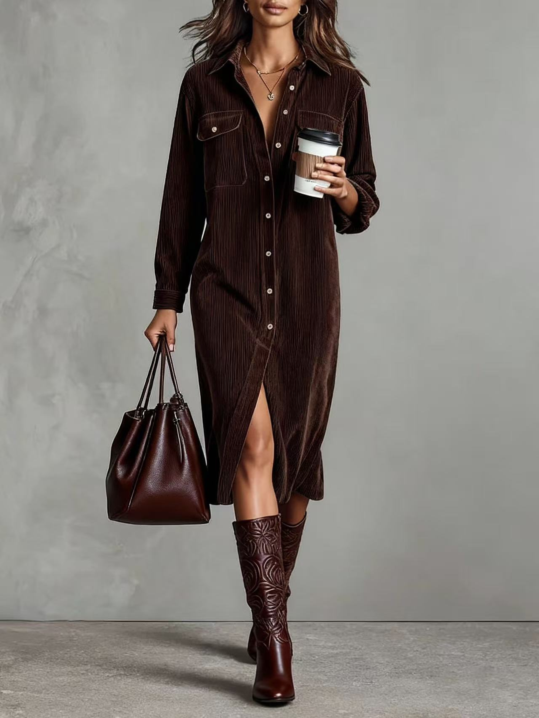 Cordelle™ | Double Chest Pocket Midi Dress