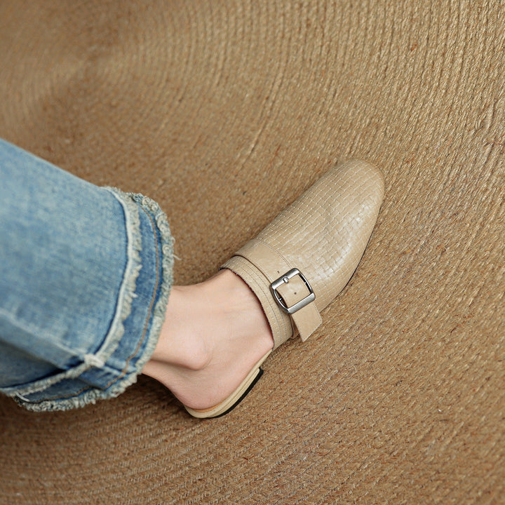 Angela | Woven Mules with Buckle