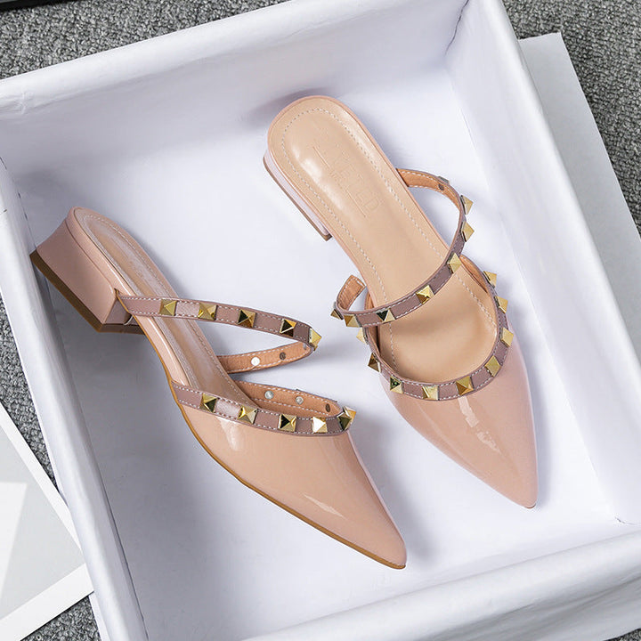 Anita | Pointed Mules with Studs