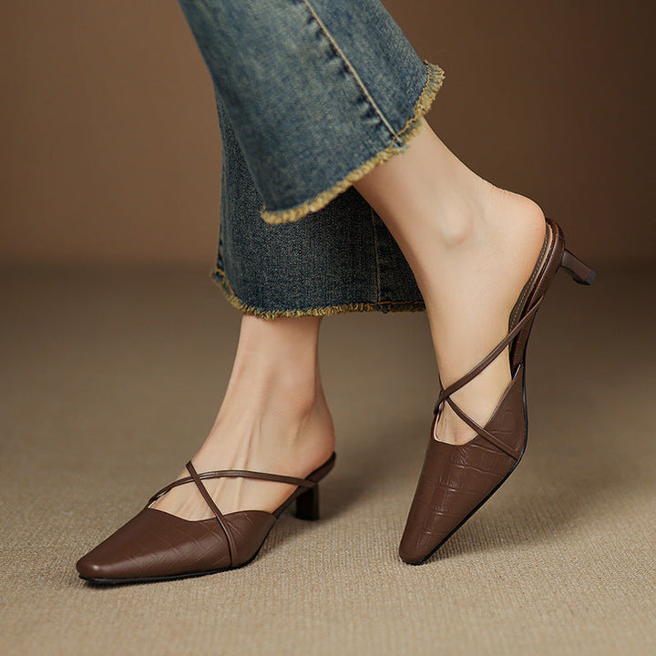 Cris | Pointed Mules with Crossed Straps