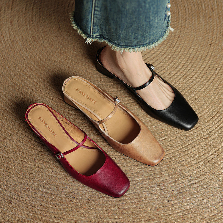 Italy | Square Toe Mary Jane Mules