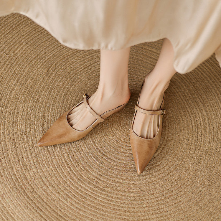 Luna | Mary Jane Mules with Pointed Toe