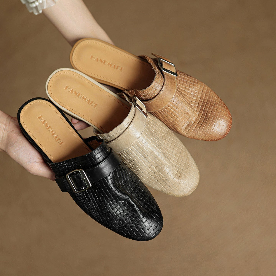 Angela | Woven Mules with Buckle