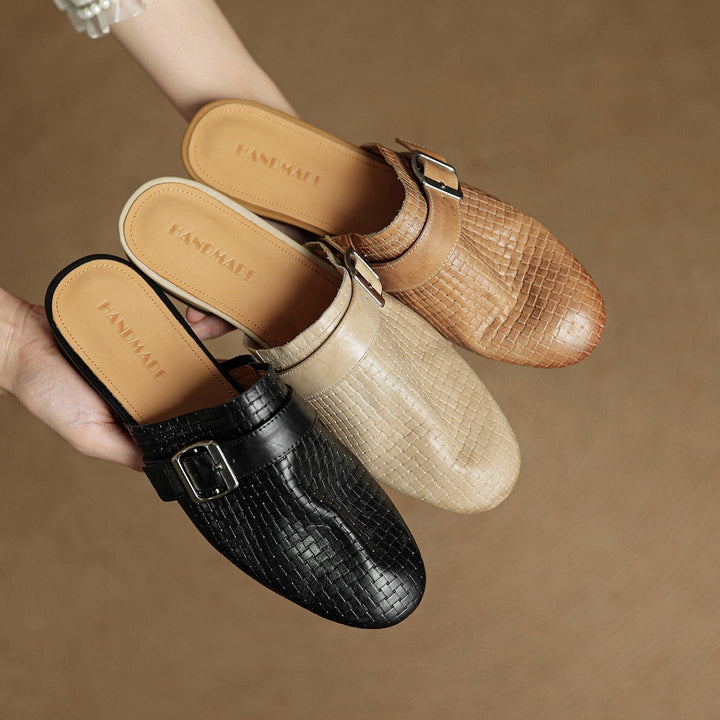 Angela | Woven Mules with Buckle