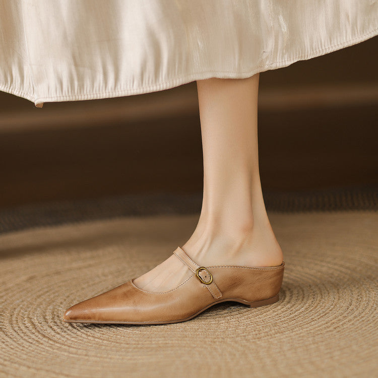 Luna | Mary Jane Mules with Pointed Toe