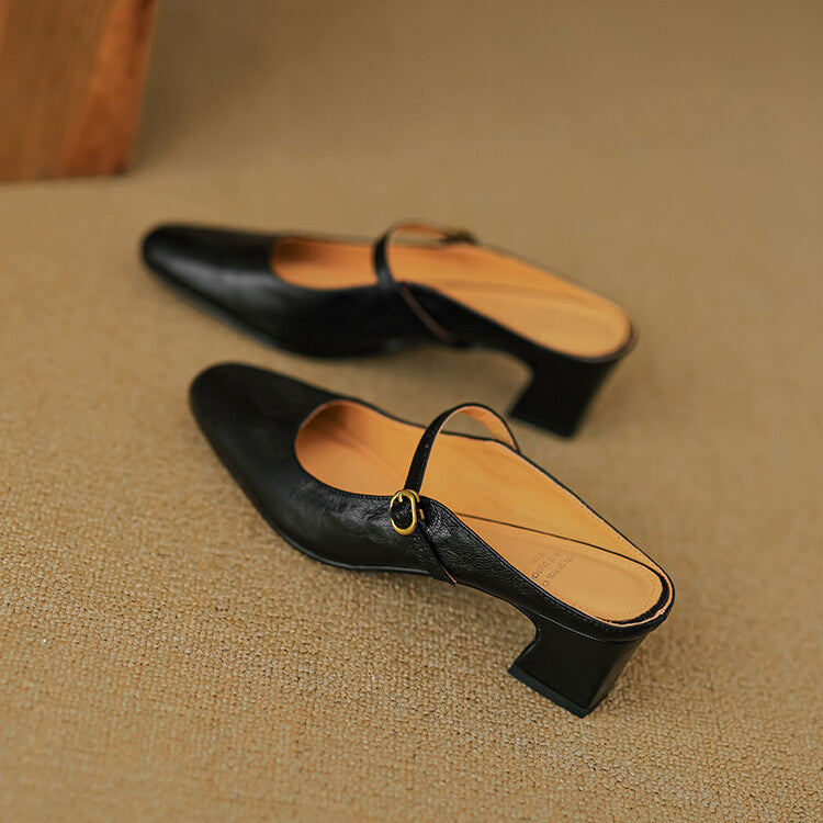Manuela | Mary Jane Mules with Heel
