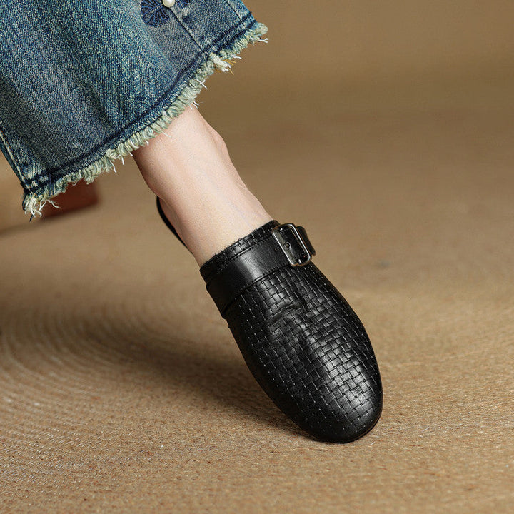 Angela | Woven Mules with Buckle
