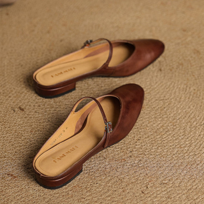 Bianca | Mary Jane Mules with Almond Toe