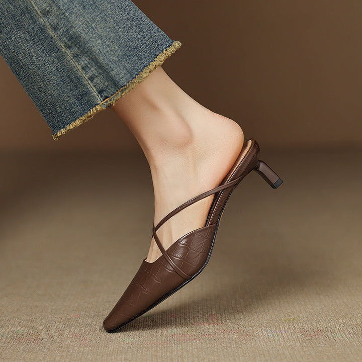 Cris | Pointed Mules with Crossed Straps