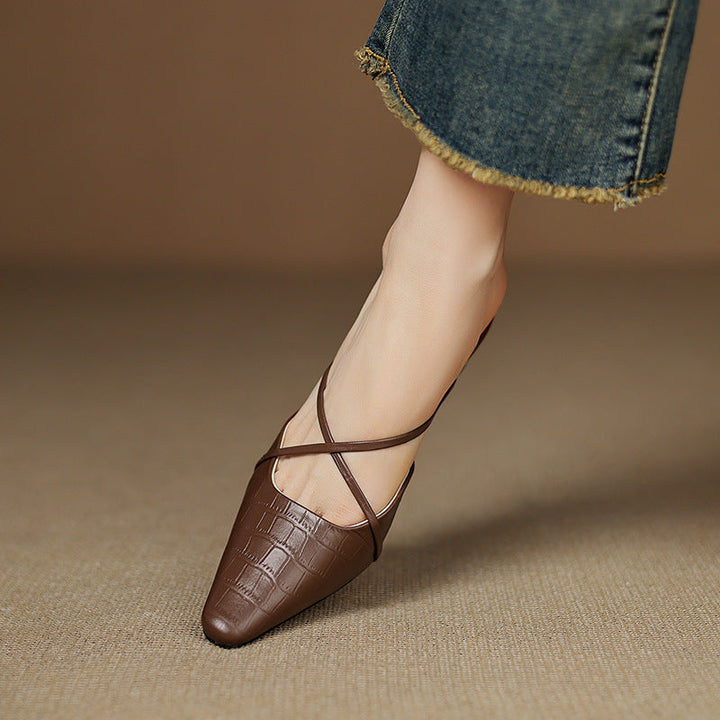 Cris | Pointed Mules with Crossed Straps