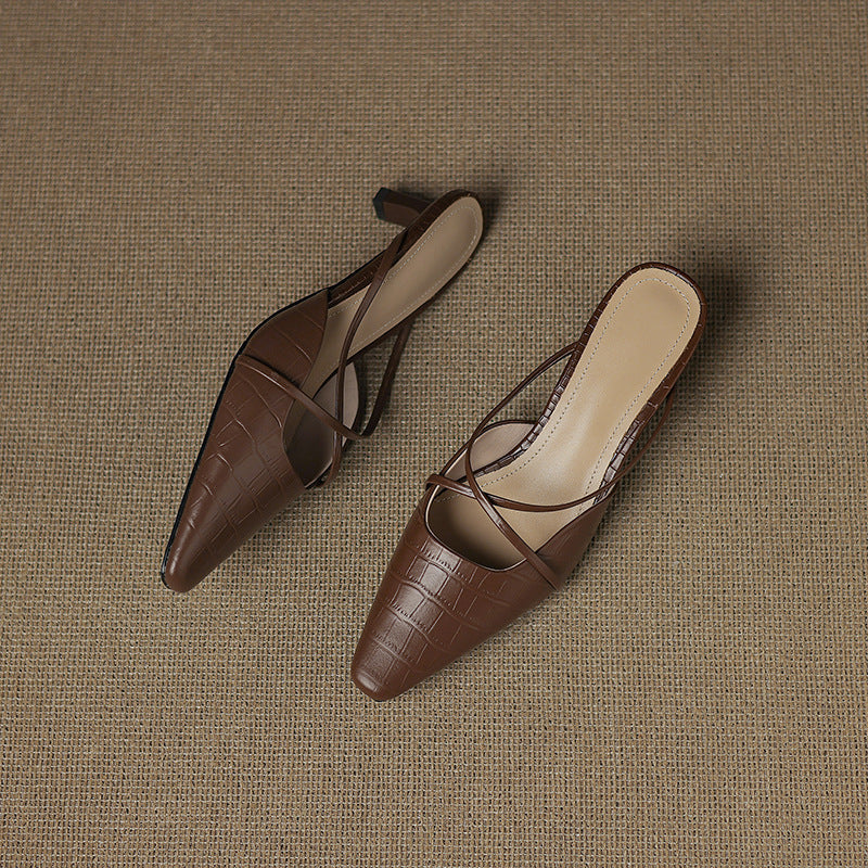 Cris | Pointed Mules with Crossed Straps