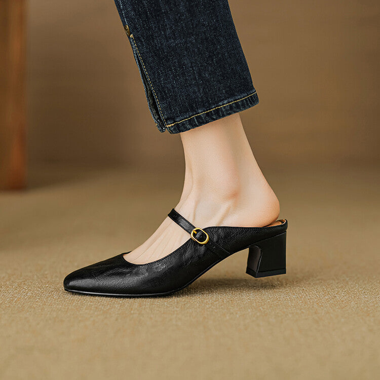 Manuela | Mary Jane Mules with Heel