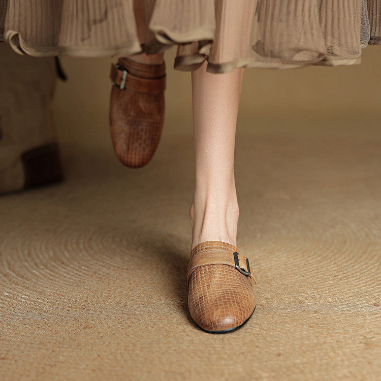 Angela | Woven Mules with Buckle