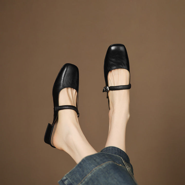 Laiza | Mary Jane Mules with Rounded Toe