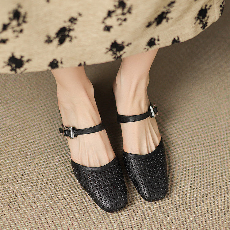 Lou | Perforated Mules with Strap