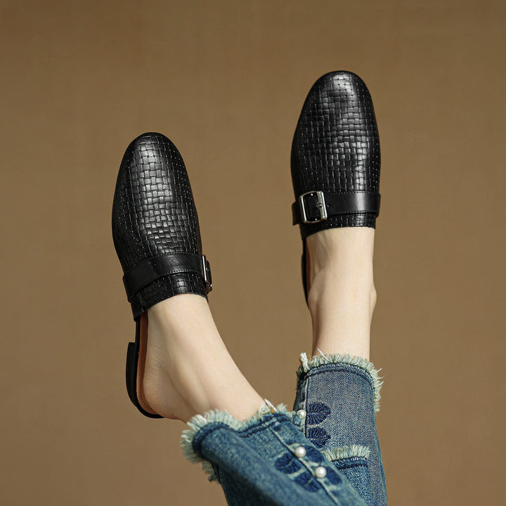 Angela | Woven Mules with Buckle