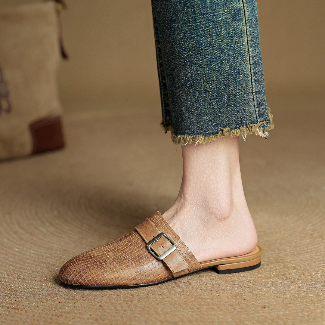 Angela | Woven Mules with Buckle
