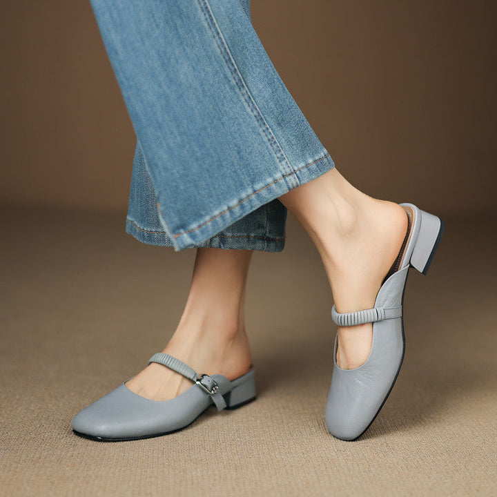 Laiza | Mary Jane Mules with Rounded Toe