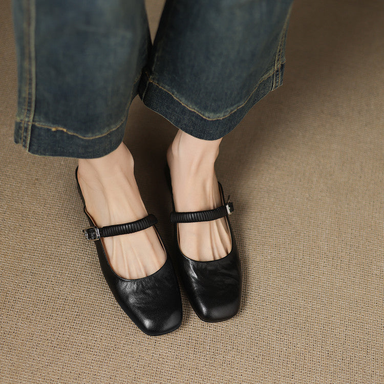 Laiza | Mary Jane Mules with Rounded Toe