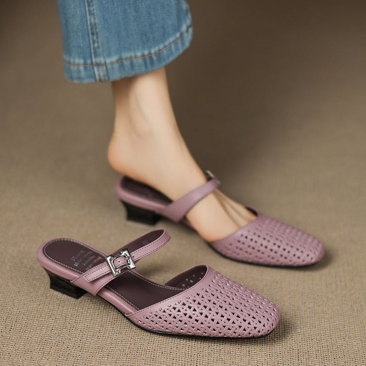 Lou | Perforated Mules with Strap